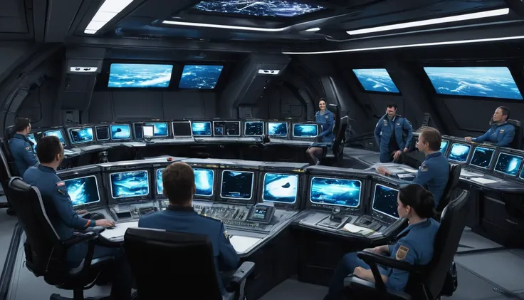 imagine the sitting in the captains chair on the bridge of a starship, the 10 members of the flight crew manning their positions...