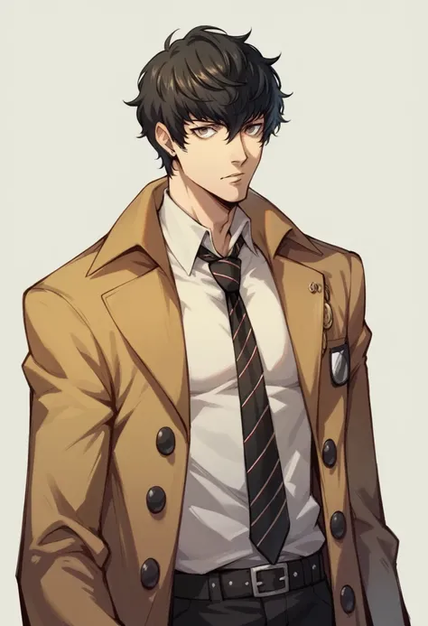 Human Male , ((wearing Sweater))  ,Tie , hair Style ,Persona Style , Coat 