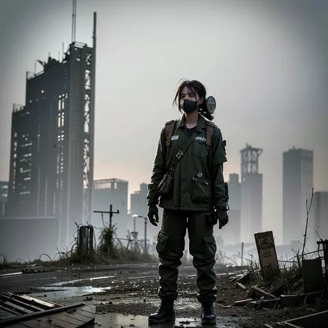 a dilapidated and overgrown nuclear power plant, abandoned and decaying buildings, crumbling concrete structures, moss and vines covering walls, radioactive waste, desolate and lifeless landscape, shattered windows, cracked and peeling paint, post-apocalyp...