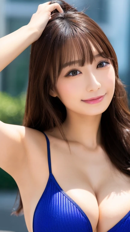 (Highest quality、8k、Award-winning works、Ultra-high resolution)、One beautiful woman、(Wearing a shiny tight swimsuit)、(blonde:1.1)、Bright color contacts、Perfect Makeup、Bright and shiny lipstick、(Very heavy makeup:1.2)、Beautiful bright eyeshadow、Heavy makeup ...