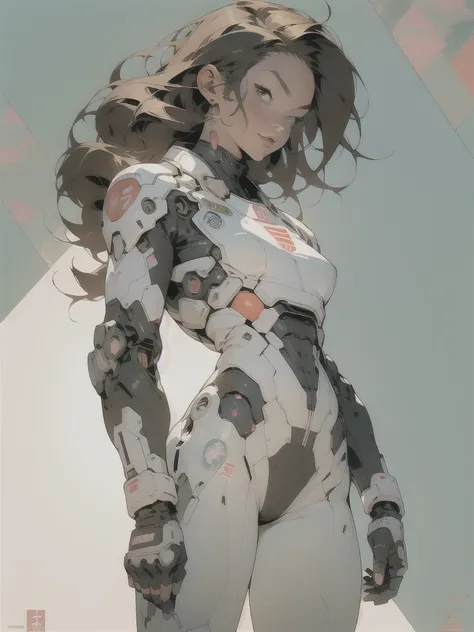 ((best qualityer)), ((work of art)), (detailded: 1.4), (absurdrez), (((whole body)), (((Woman))), 35-year-old Woman, Beautiful muscular Woman, giant robot pilot, wild with perfect body, wearing little clothing, tiny thong, clothes with Japanese graphic pat...