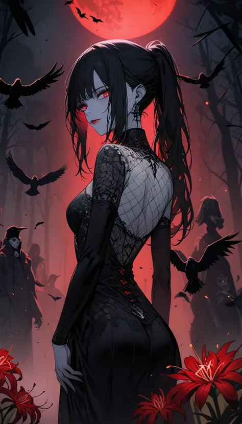 （dark and scary atmosphere,gothic fashion,dark colors）,（highest quality，super exquisite item）,very sexy vampire girl,sisters sep...