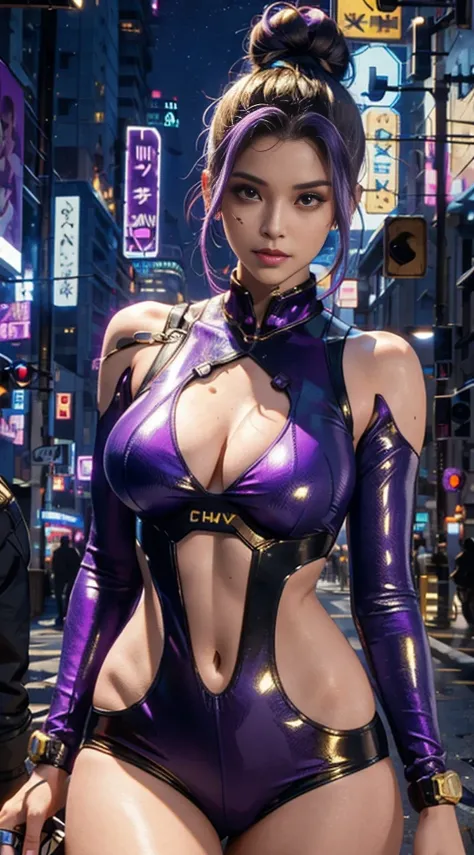 masterpiece, maximum quality, ultra high resolution, 8k, a girl,beauty,21years old,fair skin, extremely beautiful, ((Wheat colored skin)), alone, cyberpunk outfit, extremely detailed face, detailed eyes, mischievous smile, cheerful, realistic photo, totall...