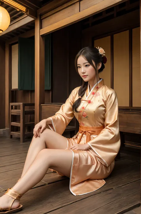 (best quality, masterpiece:1.2),solo,mid-autumn  festival,hanfu,tang style outfits,blush,sitting,