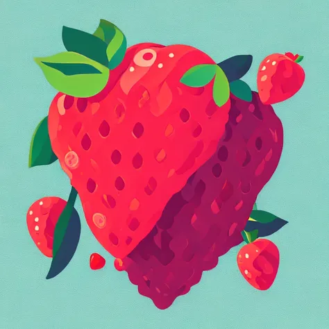 strawberry、(strawberry一粒), vector illustration. Simple Background、White background、food、No people、fruit、Traditional Media、foodに焦点、still life