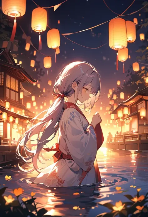 Highest quality、High resolution、Detailed Background、Beautiful face in every detail、Normal number of fingers、Highly detailed face、Teenage beauty、Perfect body line、Bobcut、ponytail、Twin tails、Obon season、A scene unique to Obon、A warm scene、At dusk、

The light...