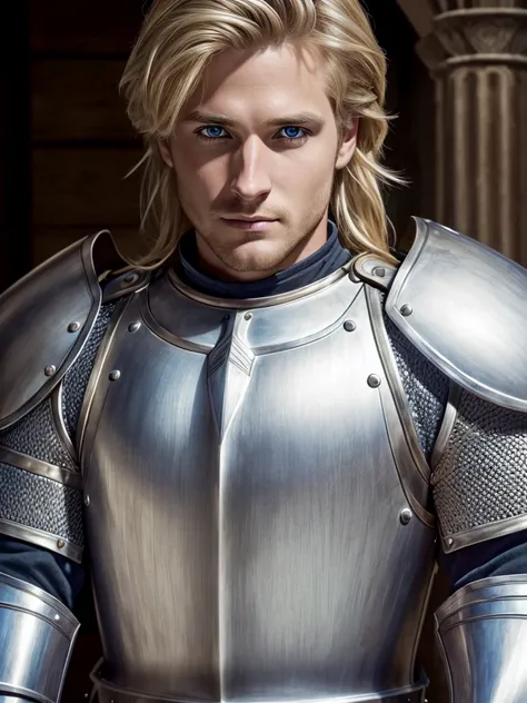 (highly detailed, detailed eyes, soft light, photorealistic, realistic light; cinematic) gorgeous 28-year-old male medieval knig...