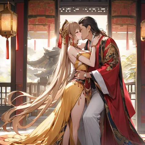 ((highest quality)), ((masterpiece)), (detailed), （perfect face）、the woman is a concubine and sixth wife, yuuki asuna, with ligh...