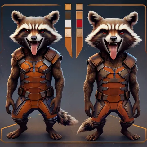 rocket raccoon (guardians of the galaxy 2014), marvel studios, cgi, looking at viewer, open mouth, tongue out, long tongue, wide...