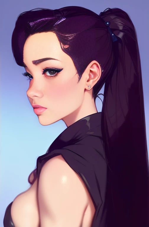 identification photo, SFW, (Ultra Quality, Unparalleled Masterpiece:1.4), Ethereal, (Realism:1.4), (Realisitc:1.2), (Absurdres:1.4), anime style, profile view, angelina jolie, side view, art by wlop and ross tran