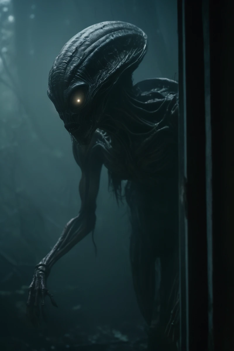 horror-themed n-eeyblch,dark photo of creepy aliens standing outside your window and looking in,
very detailed,atmospheric fog,f...