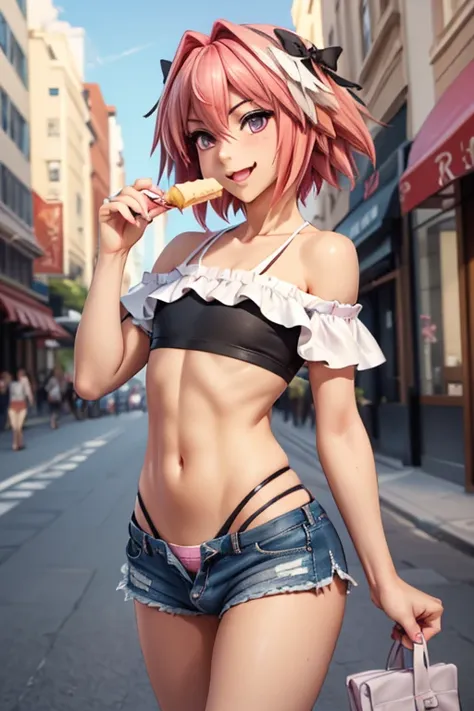 astolfo, beautiful and slim perfect body, rasgos muy females, cuerpo female sexy muy delgado, flat chest, pectorals, not breasts...