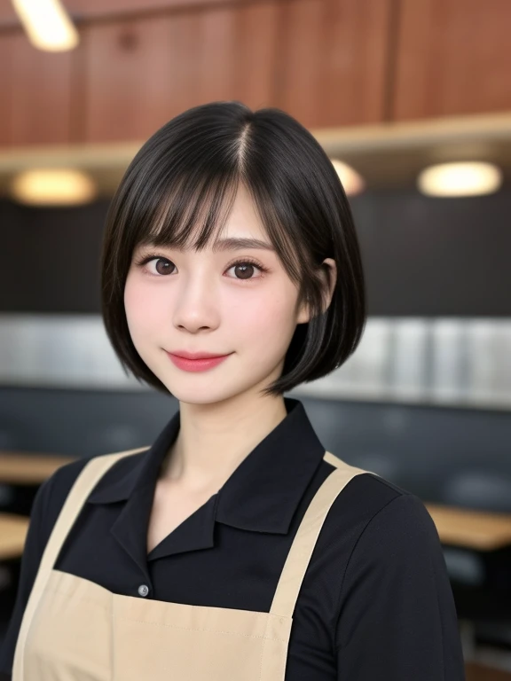 (kawaii 18 year-old Japanese girl, Nogizaka idol, Korean idol, highschool student), healthy female athlete body, (glossy black hair, short hair, pixie cut, bangs:1.3), (rounded face, beautiful black eyes, single eyelid, no makeup, looking at something out ...