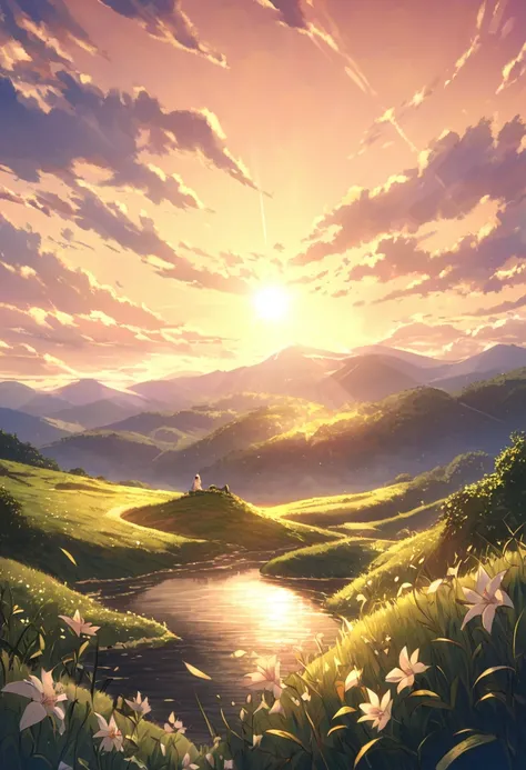 Beginning of the story、The beginning of the way、新たなるThe beginning of the way、Vast Sky、Vast land、dawn、Shining Morning Sun、fantasy、fantasy的、fantasy的な光景、nature