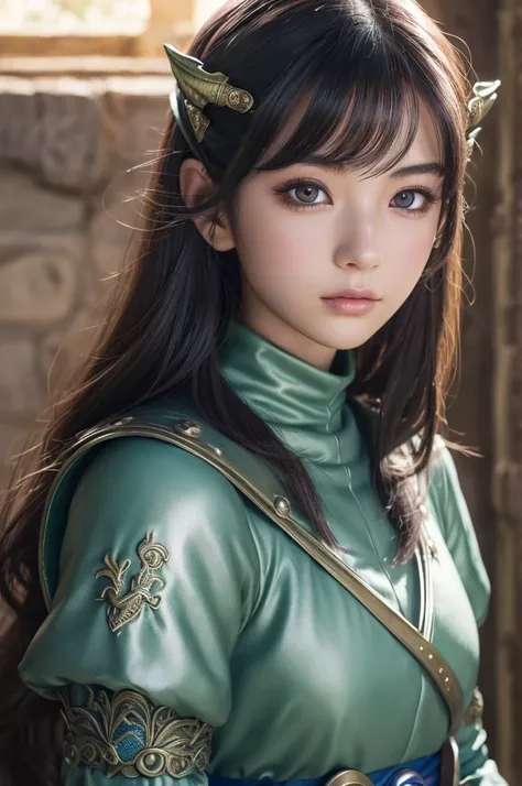 a 20 years old japanese girl,(dragonquest sage,Excalibur:1.3),beautiful detailed eyes,beautiful detailed lips,extremely detailed face and eyes,long eyelashes,fantasy,medieval,magic,medieval castle,landscape,art,digital painting,cinematic lighting,vibrant c...