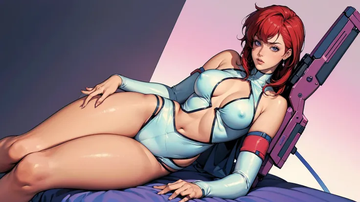 ((Masterpiece, of the highest quality; 1.3)), super quality, Beautiful detail, super detailed, extra fine, 16k, exquisite, absurd, high resolution, beautiful background, detailed background, pretty eyes, Beautiful skin, animated style, Kay from Dirty Pair ...