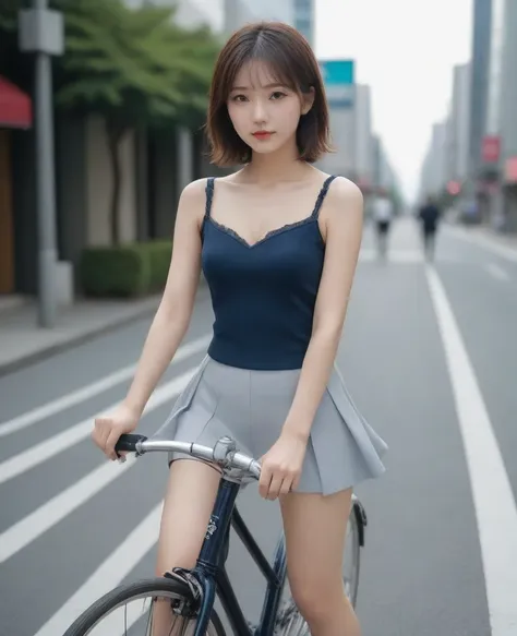 8k, photo realistic, scores 9, 8, 7, 6, medium closeup, detailed, very sharp, vivid, solo, biking through tokyo street, high hee...