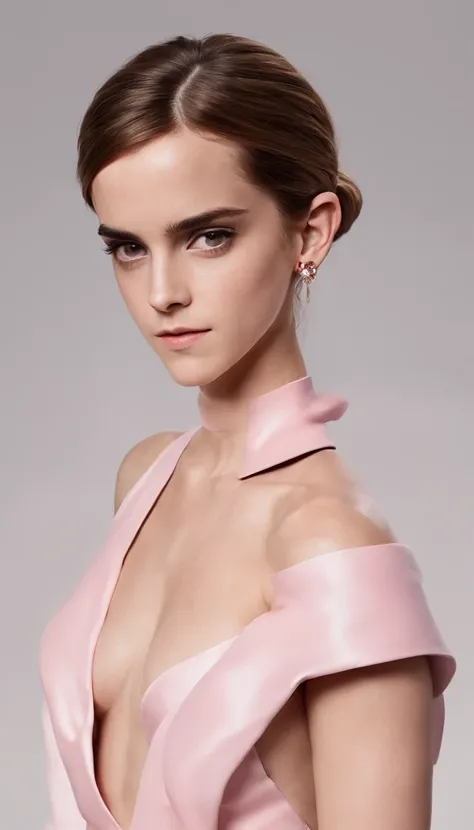 (Emma Watson), earrings, monkey tail, long tail, saiyan armor, pink leotard, white gloves, bare shoulders