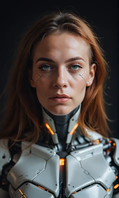 cowboy shoot, cyberpunk photo, middle-aged women,  (cyborg face), facial implants, muscular body, (mechanical body), mechanical ...