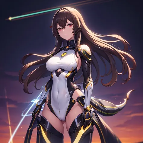 高resolution, exposed breasts, shortcuts, brown hair, weapons inspired by takatora, resolution, accurate, anatomically correct, 最...