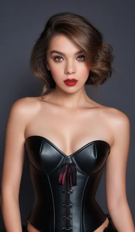 (best quality,4k,8k,highres,masterpiece:1.2),ultra-detailed,(realistic,photorealistic,photo-realistic:1.37),beautiful eyes,beautiful lips,detailed face,red lipstick,gorgeous woman, sexy black leather dress, sexy elegant fashion model, sexy elegant look,lon...