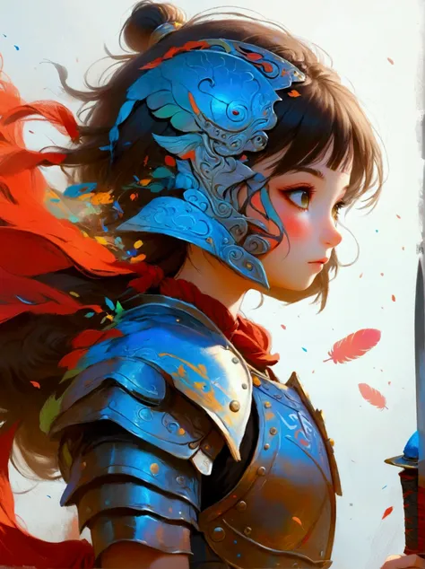 create a digital painting that portrays a brave warrior, symbolizing the battle of health. use bold and vibrant colors to enhanc...