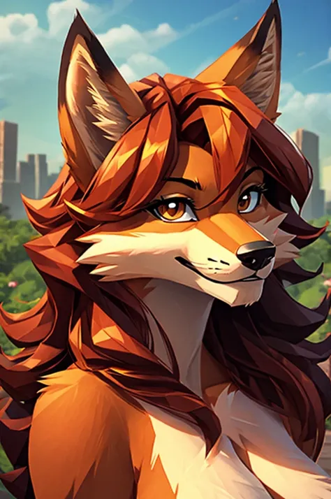 Carmelita Fox, ((Best quality)), (realistic), low poly fur