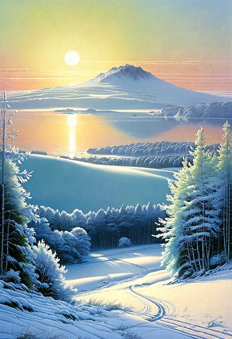 winter & summer, 8k, hyper detailed, art deco, steven outram