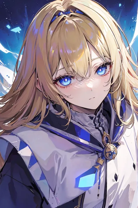 초상화, face_through_torso, arcanepunk, 1man, solo, royalty(prince), light blonde hair, benevolent_face(sky_blue_eyes(spade shaped_...