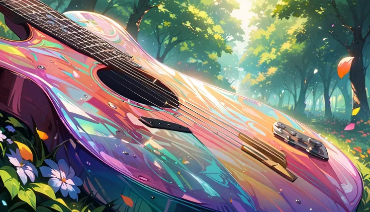 (best quality,4k,8k,highres,masterpiece:1.2),ultra-detailed,realistic,crystal-clear guitar carving,translucent morning of spring,sunlight reflection on guitar,body details,delicate strings,vibrant color palette,sculpting tools,hourglass figure,sound holes,...