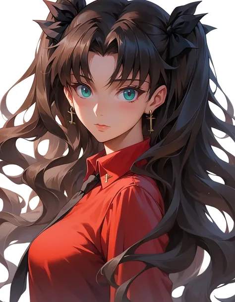 anime girl in red shirt and black tie posing for a picture, by Yang J, extremely detailed artgerm, rin tohsaka, artgerm jsc, artwork in the style of guweiz, beautiful digital artwork, artgerm. high detail, range murata and artgerm, style artgerm, ig model ...