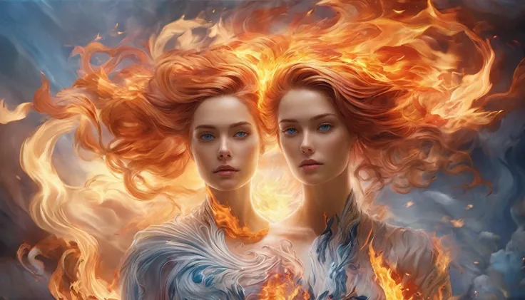 (Masterpiece, high quality, best quality, official art, beauty and aesthetics:1.2),(fire element:1.1),composed of fire elements,(1girl:1.2),burning,transparency,fire,(molten rock),flame skin,flame print,fiery hair,smoke,cloud,(radiant:1.1),(flames soaring:...