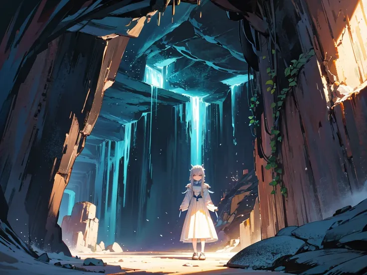 cave、A mysteriously glowing light