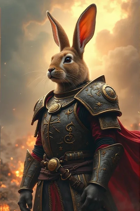 The zodiac rabbit who has always been wearing armor，Revealing the heavy breath of ancient times，Behind is the scene of destruction，There was thunder and lightning in the sky，But there is a holy dawn