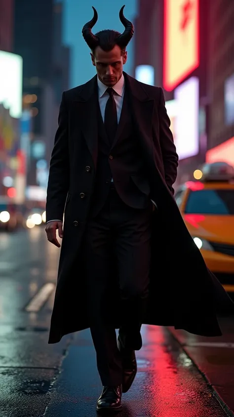 Lucifer in a suit，Walking in New York at night