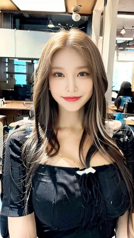 ((((1girl)))((best qualtiy, 8K, tmasterpiece:1.3)),((Sharp:1.2, perfect figure gorgeous woman:1.2, Slim abs:1.2)), ((Layered Hair Style, huge tit:1.3)),((Highly detailed facial features and skin texture，detailed eyes, Cute Melon Face, Black eyes,double eye...