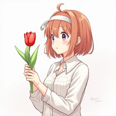 1girl, holding Tulip,