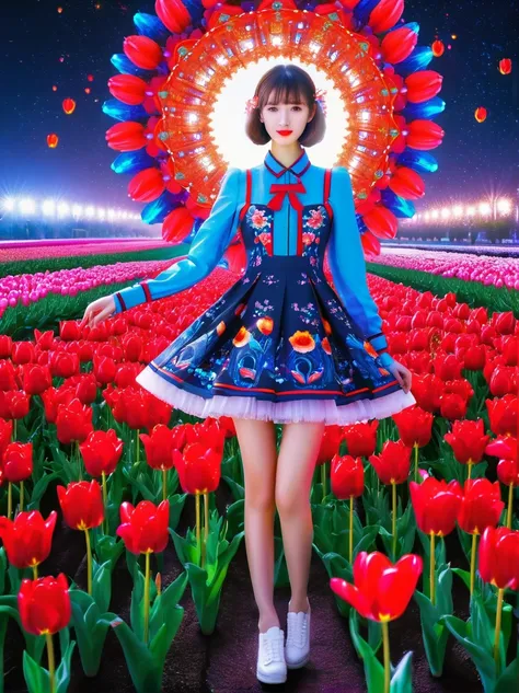 (3d，mechanical feel，cute，ais-scrapyrd 1girl，tulip fields)，(使用广角镜头拍摄whole body图像:1.9)，(masterpiece:1.1)，(highest quality:1.1)，(hd...