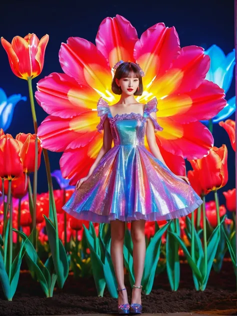 (3d，mechanical feel，cute，ais-scrapyrd 1girl，tulip fields)，(使用广角镜头拍摄whole body图像:1.9)，(masterpiece:1.1)，(highest quality:1.1)，(hd...