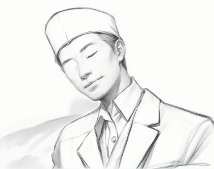 sketch, man, detailed, masterpiece, monochrome, indonesian, songkok