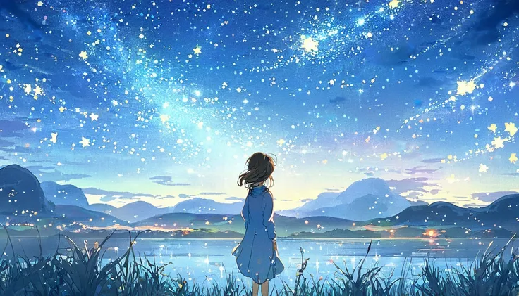 girl watching the starry sky