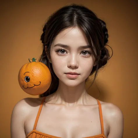 Woman with orange face