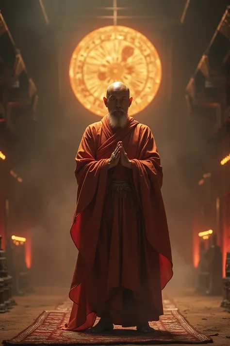 Ultra HD 4K wallpaper (((("Masterpiece")))), [Create a new scene from "stars" movies] "โรงmovies" "very detailed" ((Vertical)) Monk standing and chanting