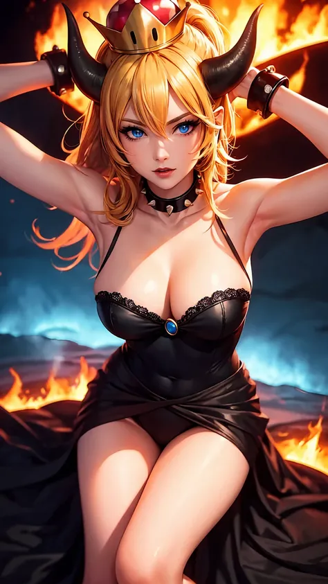 ((high detailed, best quality, 4k, masterpiece, hd:1.3)), ((best quality)), (((HD))), (((8k))), (ultraDH), (ultra HD), Princess Daisy, blue eyes, BREAK blue eyes, seductive, attractive, smooth anime cg art, 36C breasts, long legs, vivid colors, detailed di...