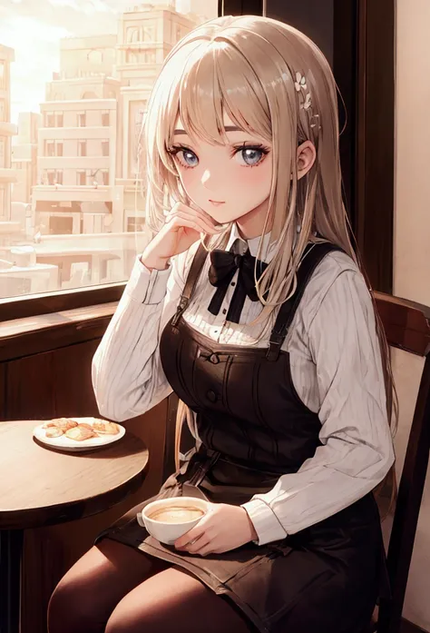 beautiful girl sitting in a cafe