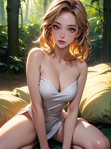 "(Best quality, a high resolution, masterpiece:1.2), ultra detailed, (realistic, photo-realistic:1.37), Fluorescent colors, 1 girl, interaction with the audience, Beautiful face, stunning eyes, (bare shoulders:1.3), (((no clothes, There are no clothes, bod...