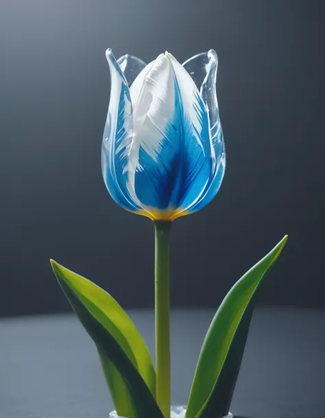  portrait of an ((ice sculpture of a 1single tulip flower: 1.5)), dynamic color icy tulip petals, dynamic background, vivid icy tulip, close up portrait, dynamic background, High Detail, Ultra High Quality, High Resolution, 16K Resolution, Ultra HD Picture...