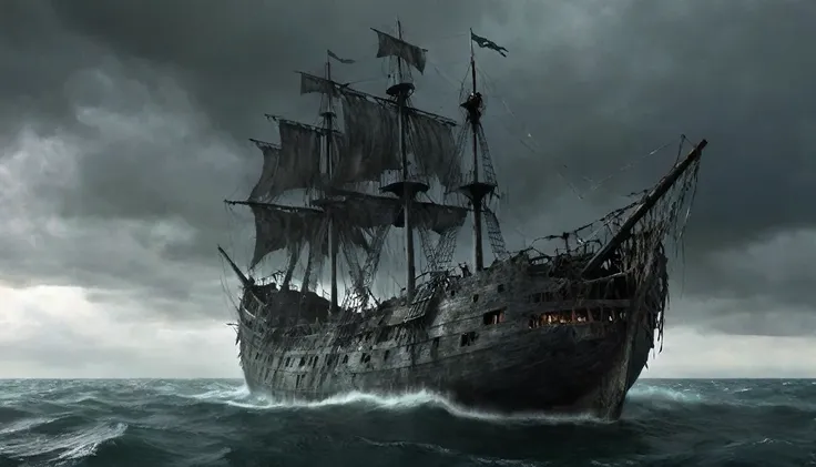 as a ghost ship, the silent mary was more like a wreck than a working ship.  it looked worrisome because the sails were torn, bu...