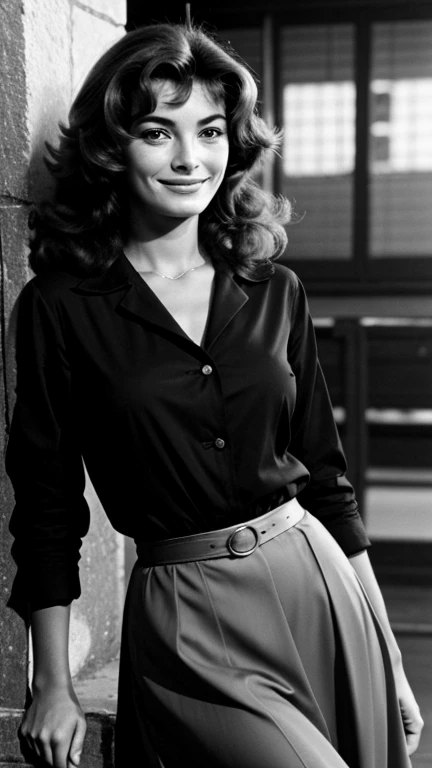 Anouk Aimée in evening clothes and smiling