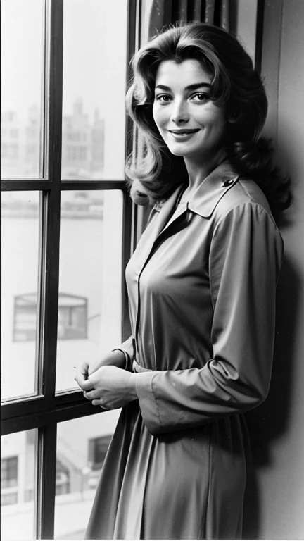 Anouk Aimée in evening clothes and smiling